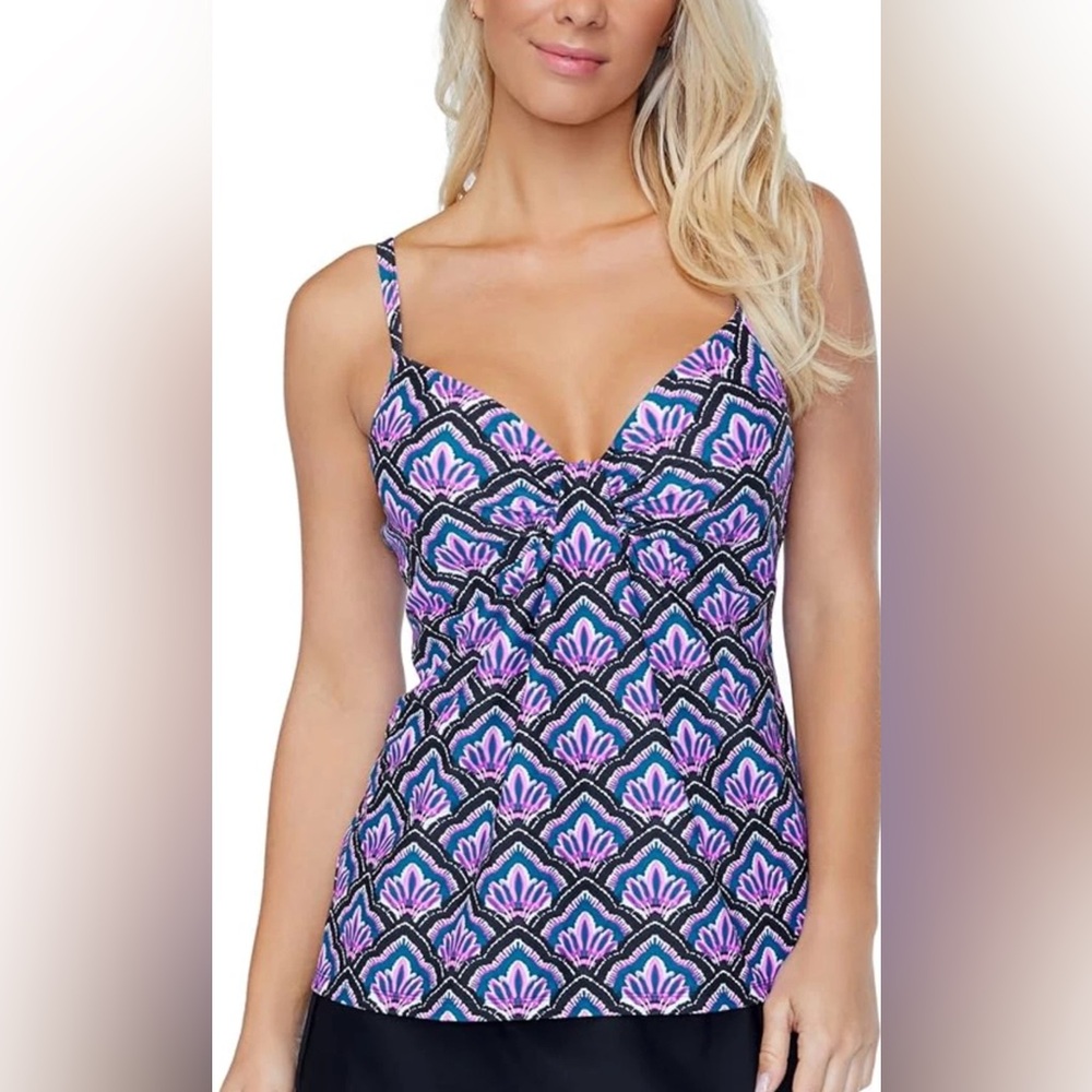 NWOT Leilani Women's Island Escape Gemini Push Up Tankini Swim Top SZ 16